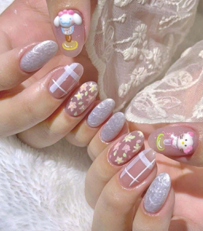 Nail design tone Hồng
